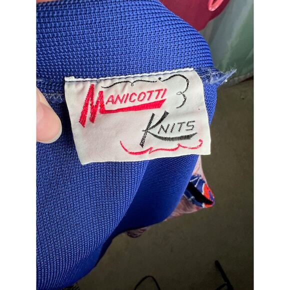 60s vest mod geometric double knit polyester blue red white - Picture 8 of 11